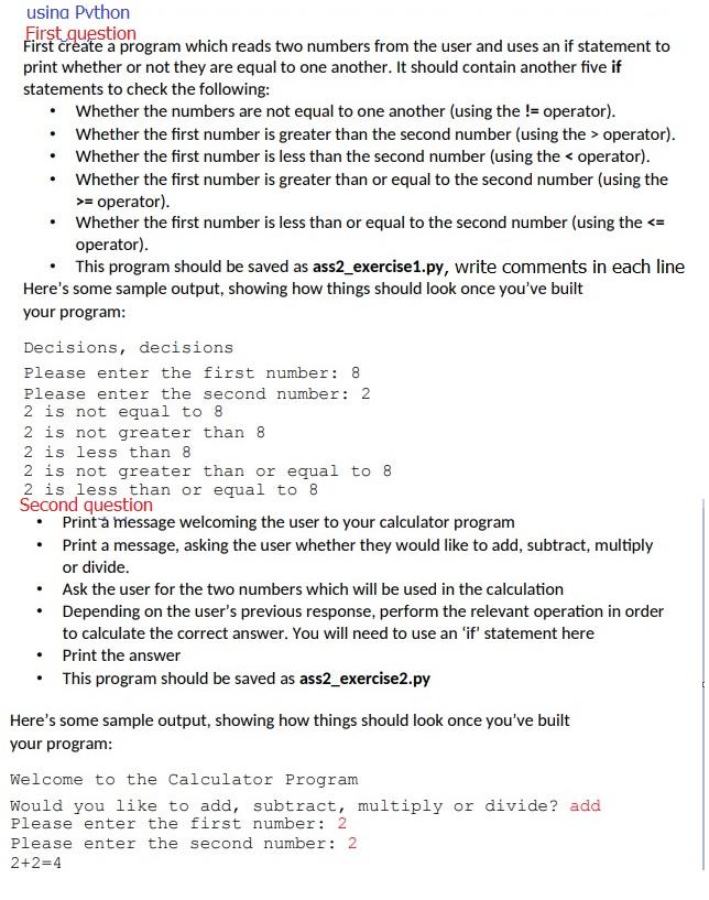 Solved i need 2 Python codes for the shown 2 questions and | Chegg.com