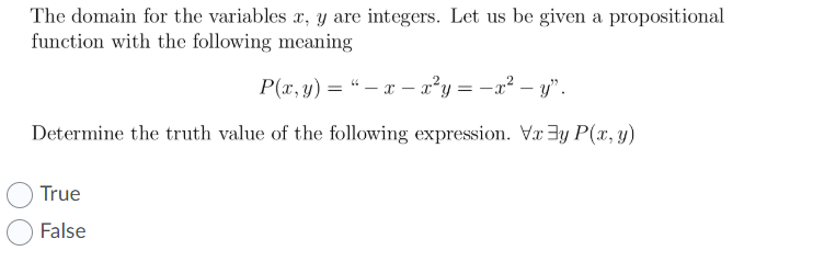 Solved The Domain For The Variables X Y Are Integers Le Chegg Com