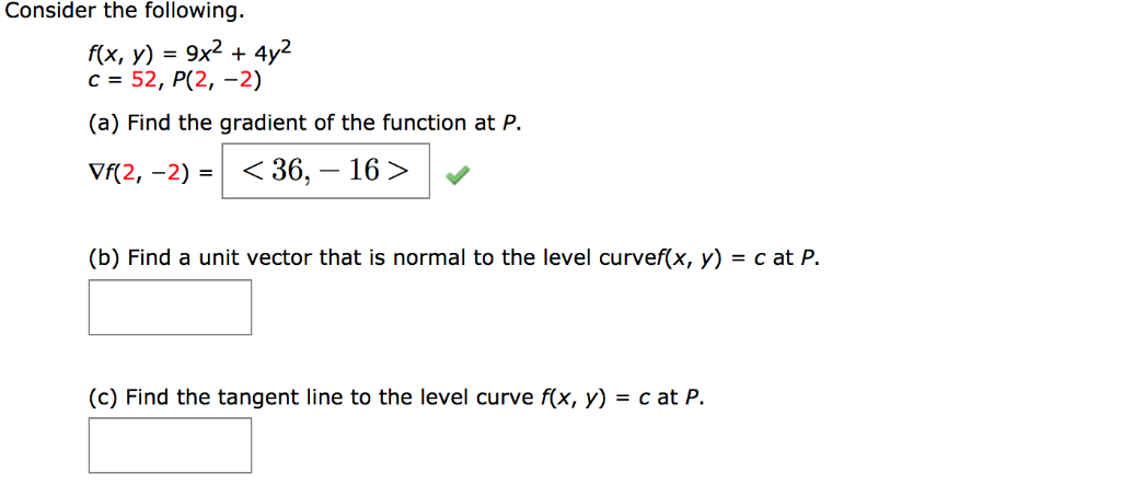 Solved Consider The Following F X Y 9x2 4y2 C52 P 2