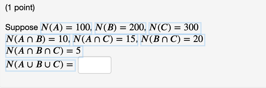 Solved Suppose N(A)=100,N(B)=200,N(C)=300 | Chegg.com