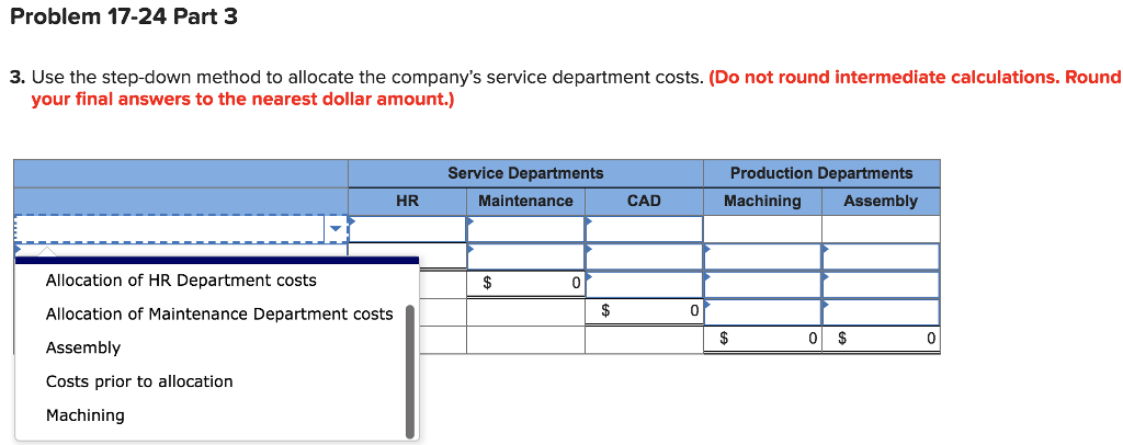 Solved Problem 17-24 Direct And Step-down Methods Of Service 