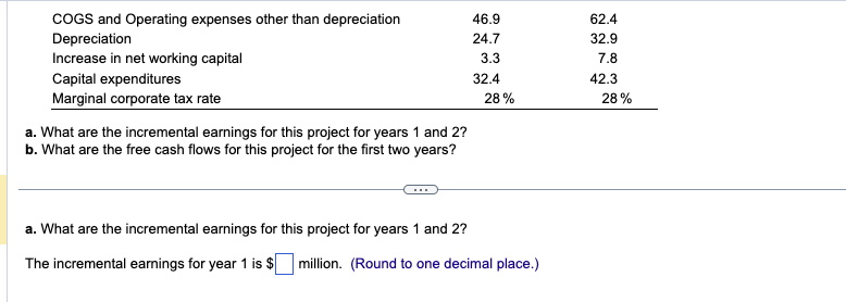 Solved A. What Are The Incremental Earnings For This Project | Chegg.com