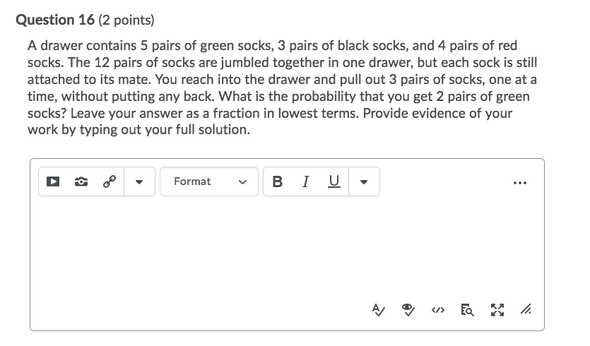 Question 16 2 Points A Drawer Contains 5 Pairs Of Chegg Com
