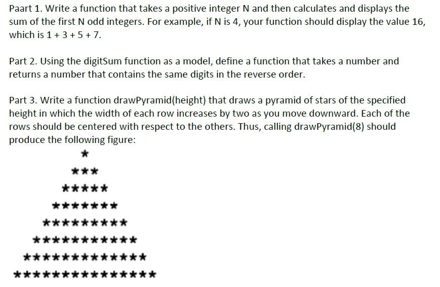 Solved Paart 1. Write a function that takes a positive | Chegg.com