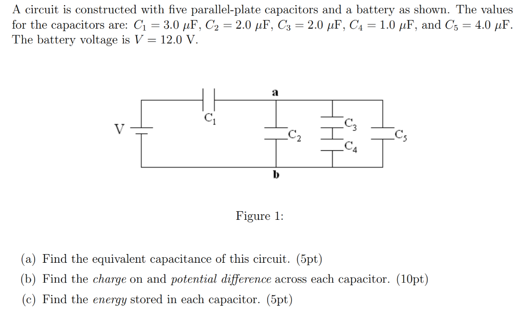Solved A circuit is constructed with five parallelplate