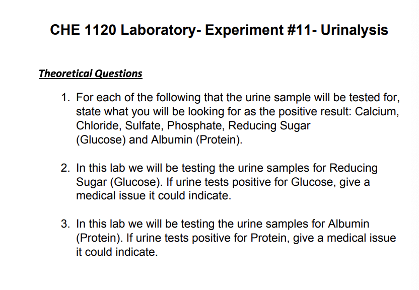 urinalysis experiment discussion