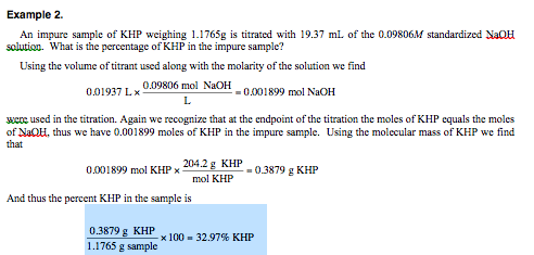 naoh equation khp balanced chemical h2o titration balance