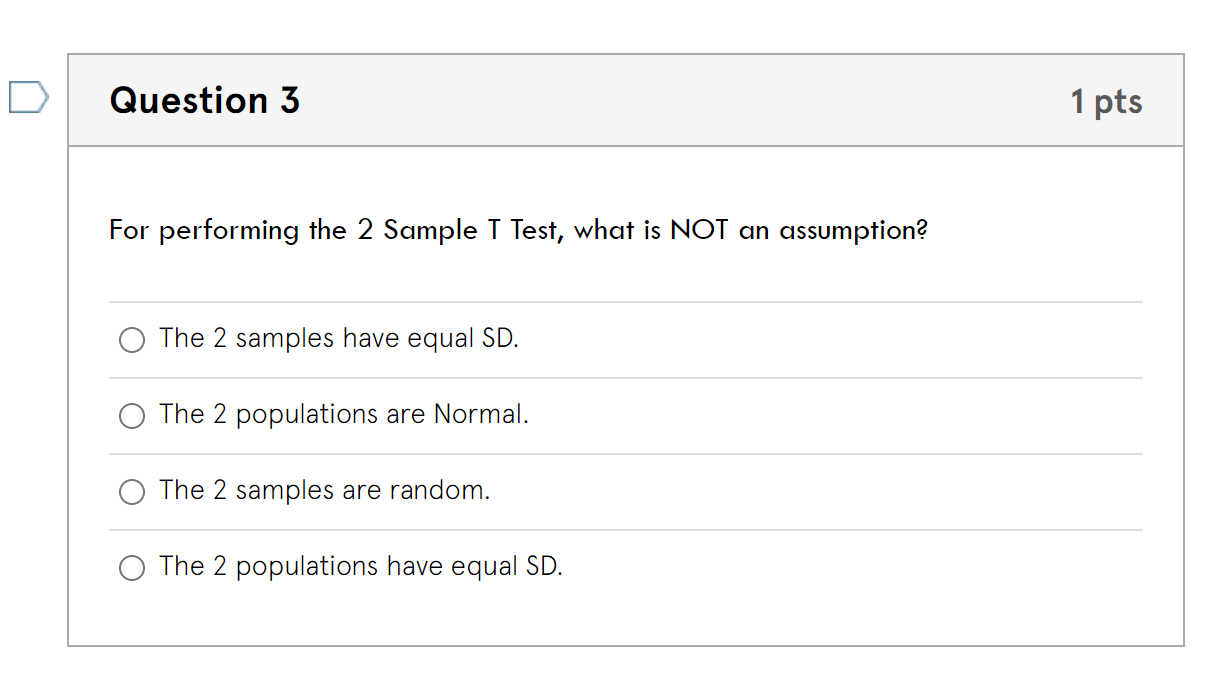 Solved For performing the 2 Sample T Test, we want to check | Chegg.com