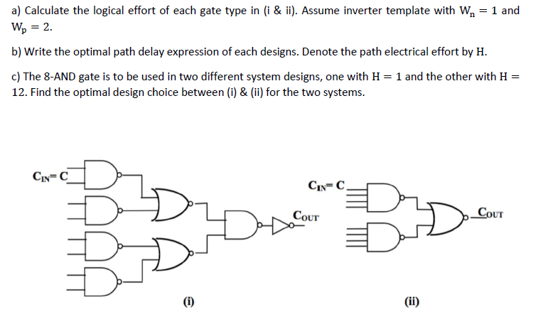 Solved a) ﻿Calculate the logical effort of each gate type in | Chegg.com