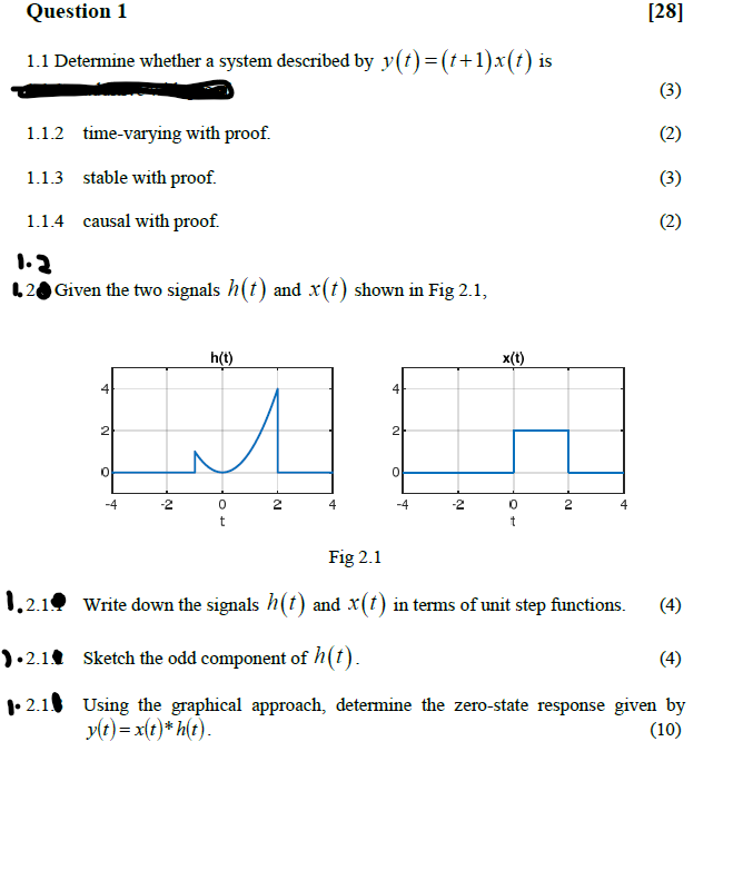 Solved Question 1 [28] 1.1 Determine whether a system | Chegg.com