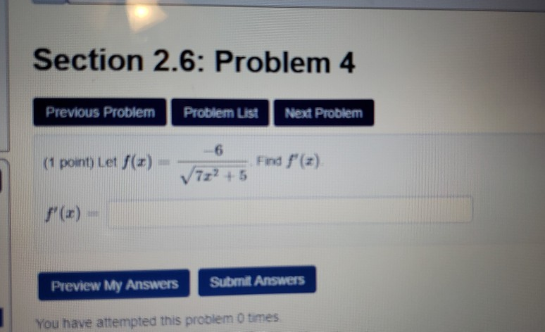 Solved Section 2.6: Problem 4 Previous Problem Problem List | Chegg.com