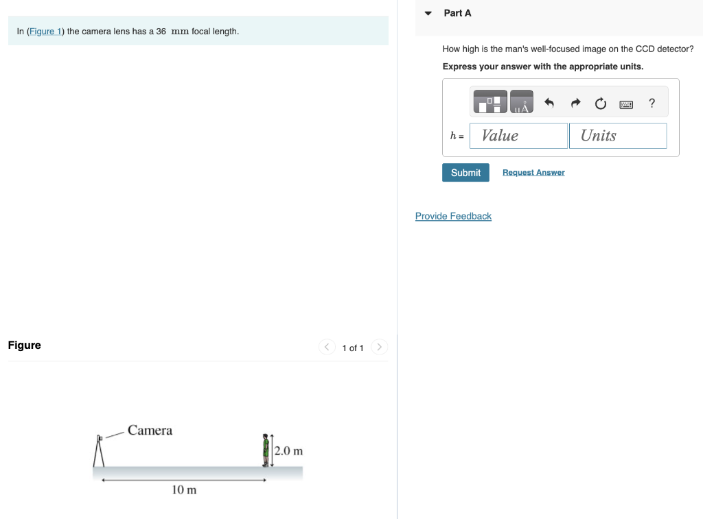 Solved In (Figure 1) the camera lens has a 36 mm focal | Chegg.com