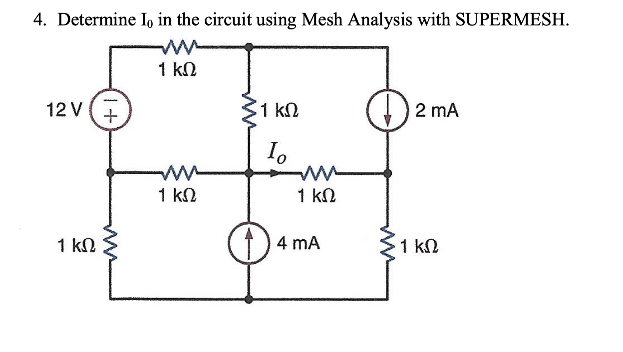 Solved 4. Determine Io in the circuit using Mesh Analysis | Chegg.com