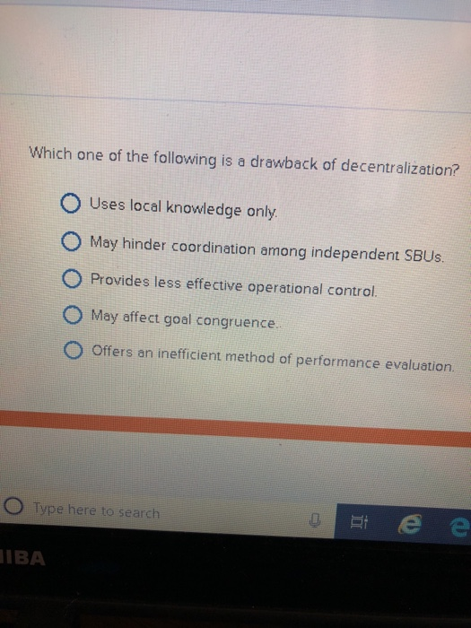 Solved Which one of the following is a drawback of