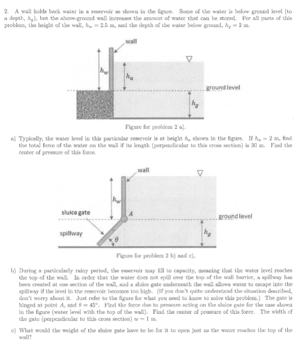 Solved 2. A wall holds back water in a reservoir as shown in