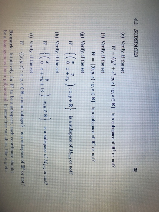 Solved 4.3 Subspaces 1. On Subspaces Of Rn And Mmxn. (a) 