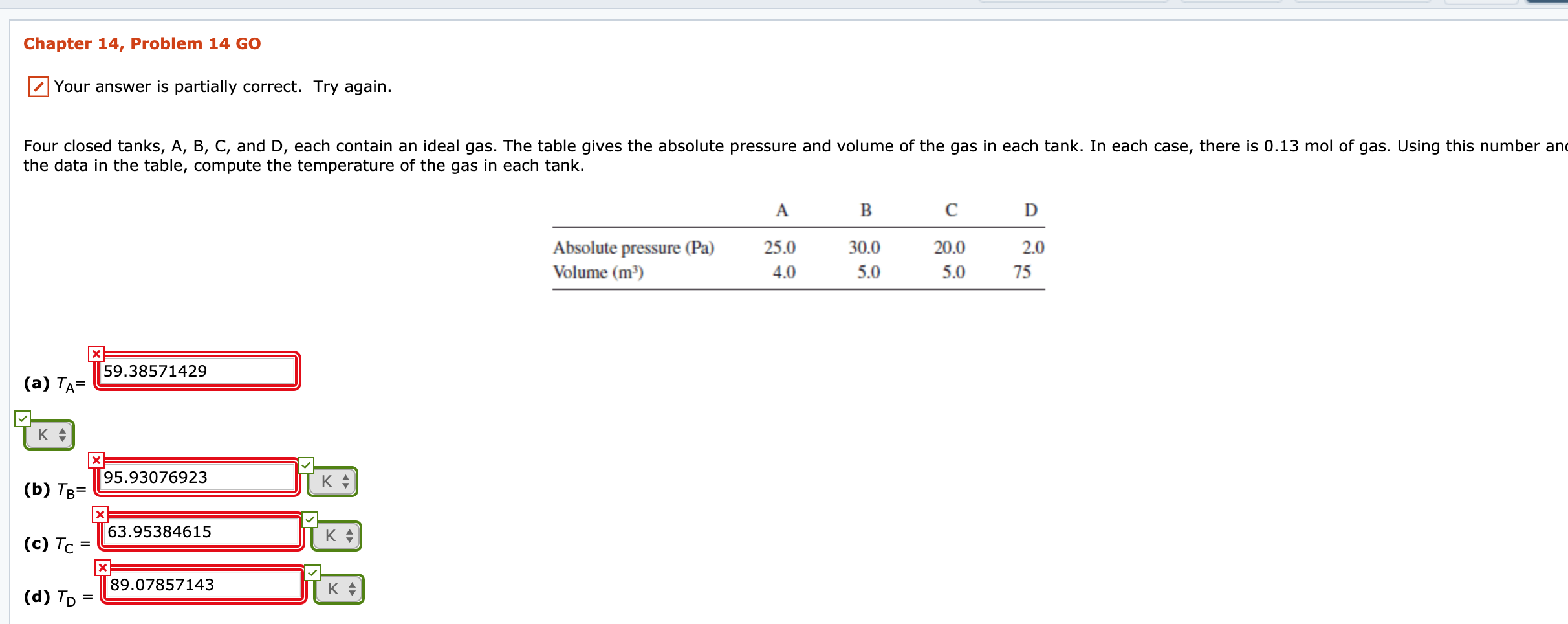 Solved Chapter 14, Problem 14 GO Your Answer Is Partially | Chegg.com