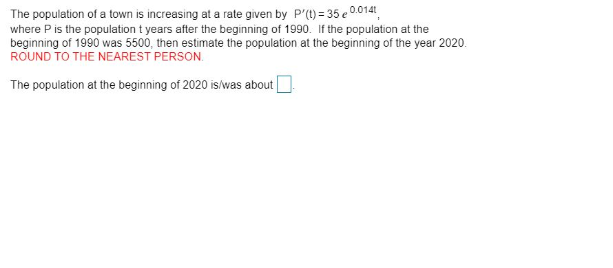 Solved The population of a town is increasing at a rate | Chegg.com
