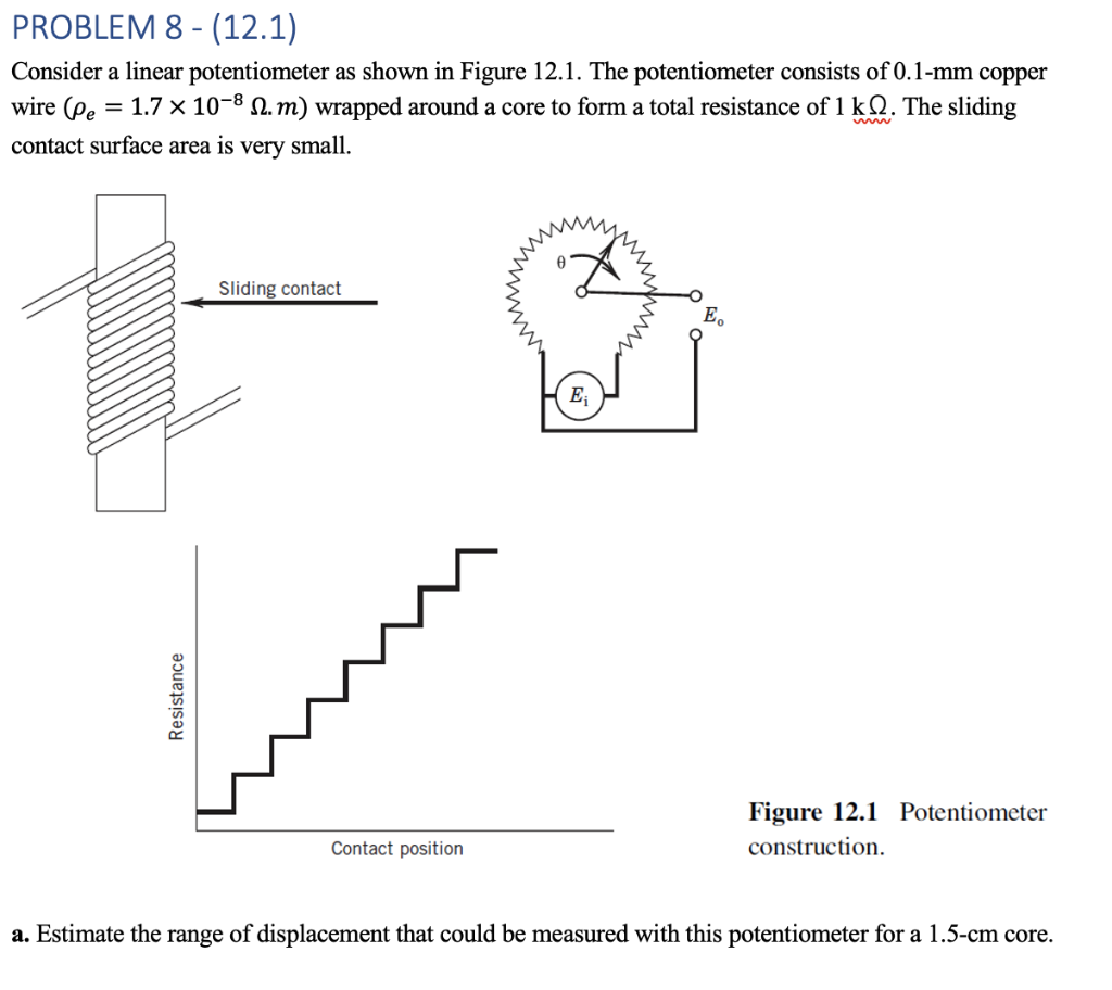 Solved PROBLEM 8 (12.1) Consider a linear potentiometer as