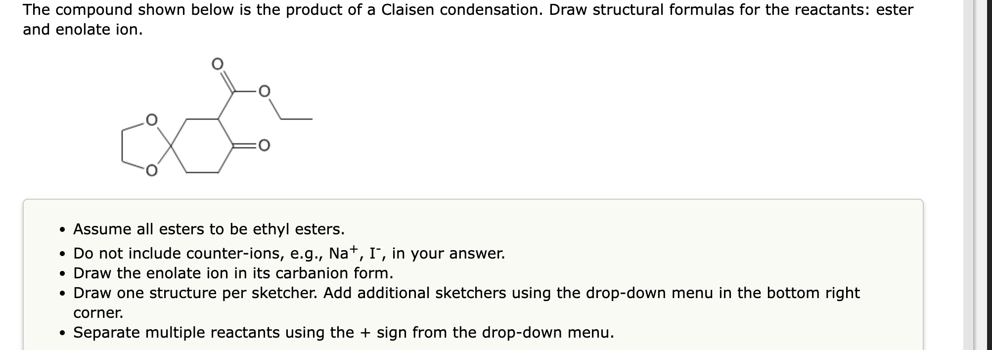 Solved The compound shown below is the product of a Claisen | Chegg.com