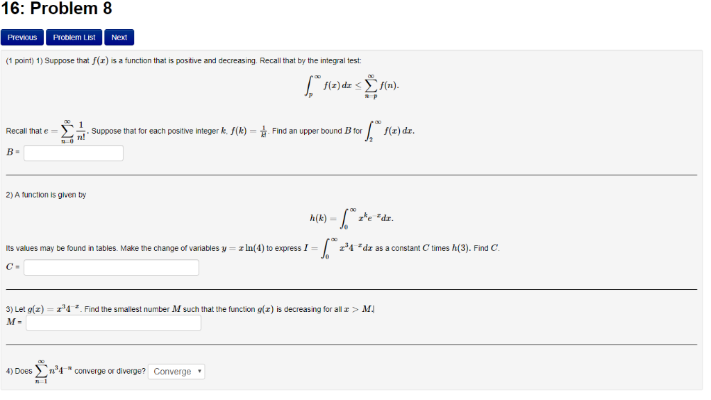 Solved 16: Problem 8 Previous Problem ListNext 1 point) 1) | Chegg.com