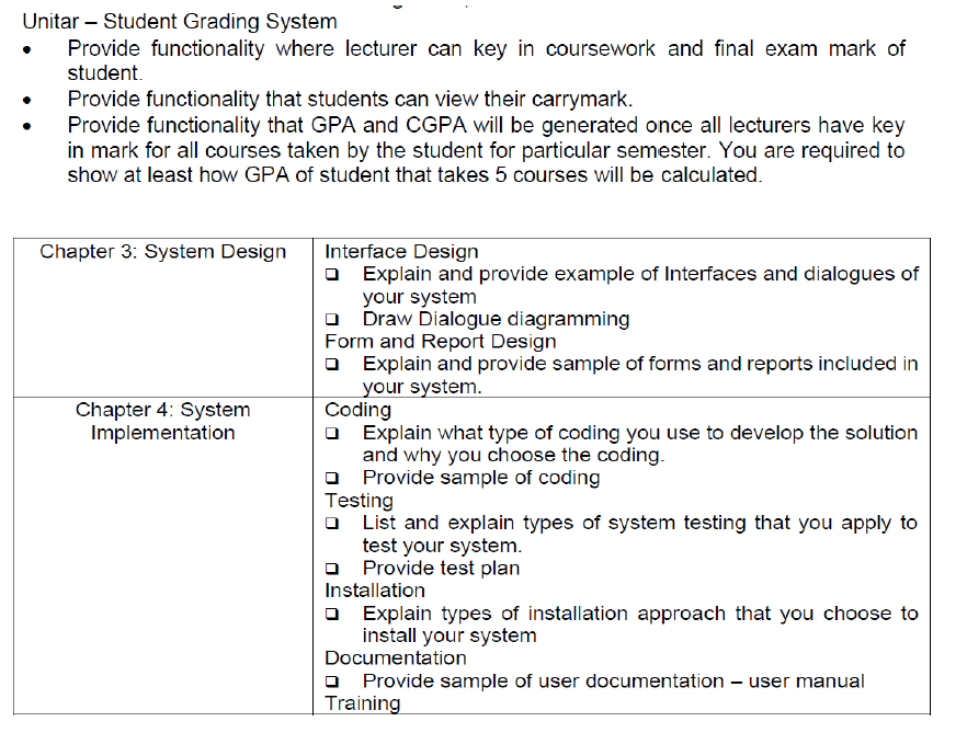 Solved Unitar - Student Grading System - Provide | Chegg.com