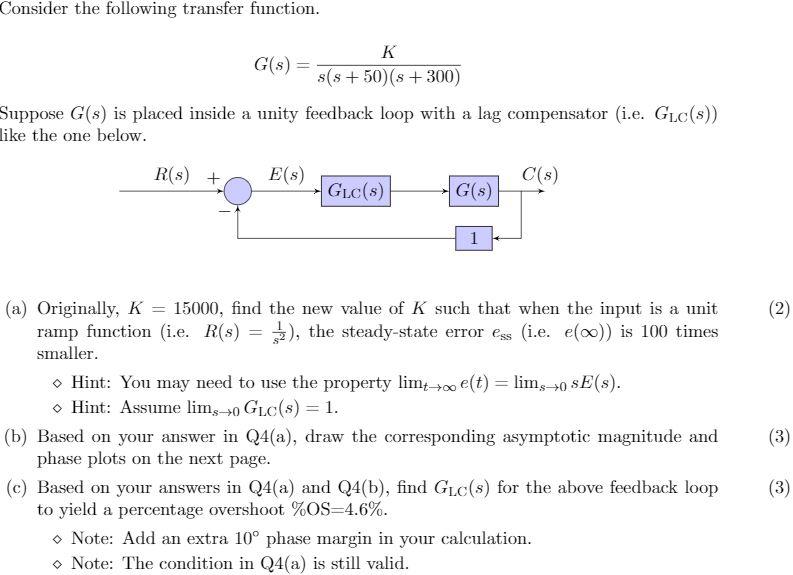 Solved Consider the following transfer function. K G(S) = | Chegg.com