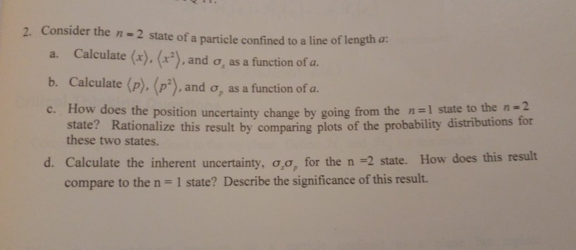 Solved 2. Consider the n -2 state of a particle confined to | Chegg.com