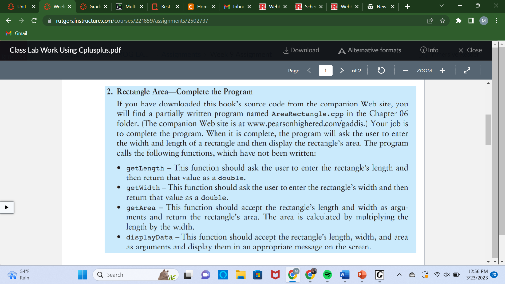 Solved Rectangle Area-Complete the Program If you have | Chegg.com
