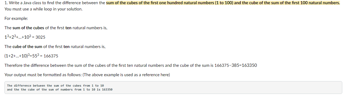 Solved 1. Write a Java class to find the difference between | Chegg.com