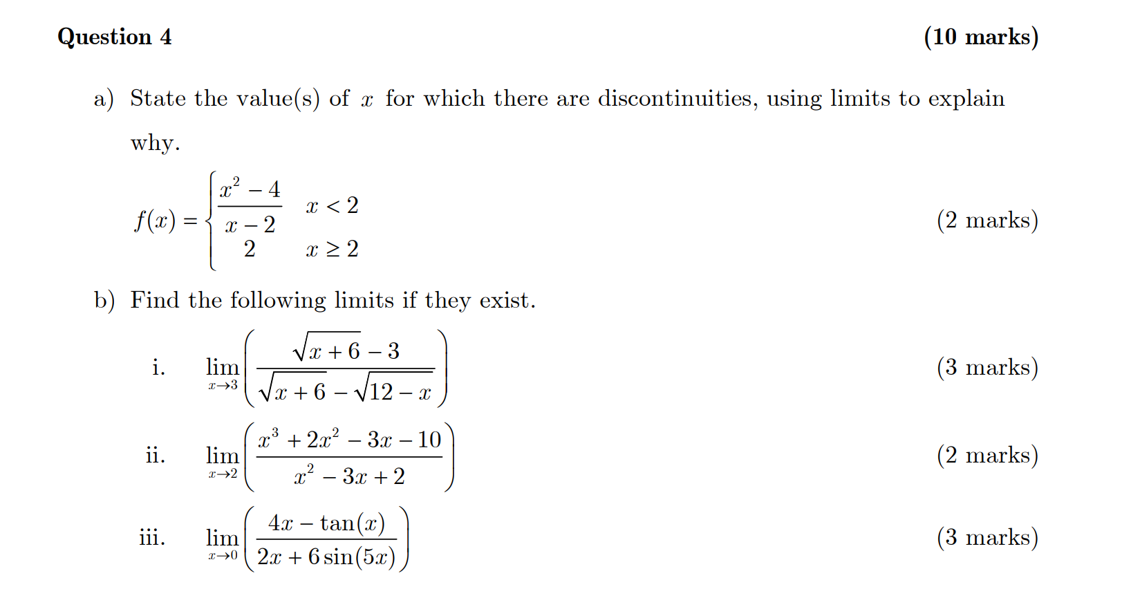 Solved a) State the value(s) of x for which there are | Chegg.com