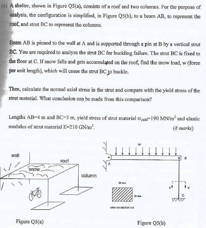 Solved **) A Shelter, Shown In Figure Q5(a), Consists Of A | Chegg.com