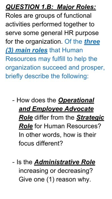 Solved QUESTION 1.B: Major Roles: Roles are groups of | Chegg.com