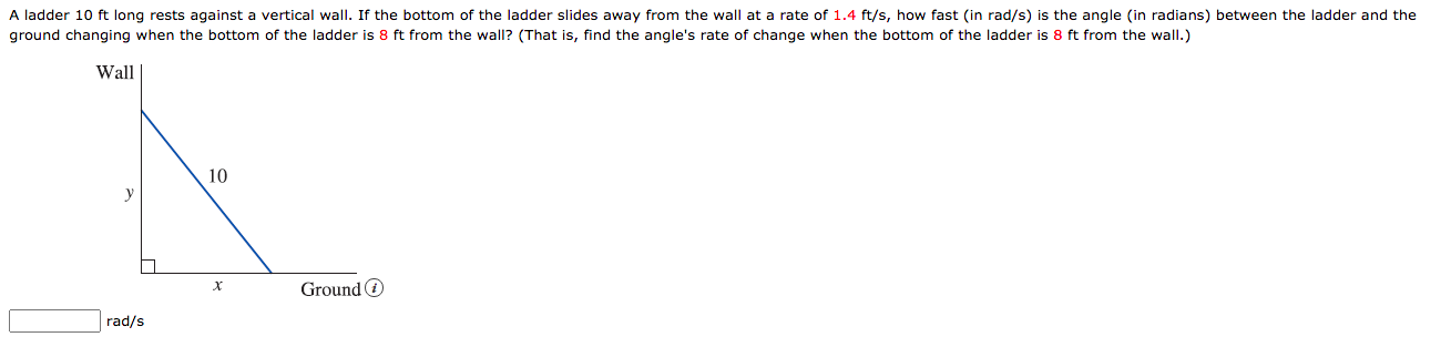 Solved A ladder 10 ft long rests against a vertical wall. If | Chegg.com