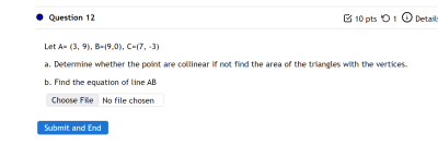 Solved Question 12 10 Pts 01 Detail Let A- (3,9), B-19.0), | Chegg.com