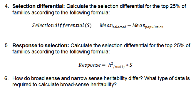 Solved 4. Selection Differential: Calculate The Selection | Chegg.com