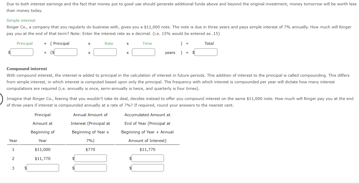 Solved Due to both interest earnings and the fact that money | Chegg.com