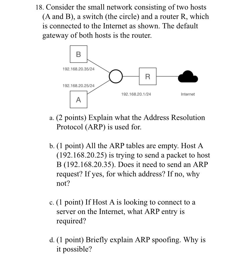 Solved 18. Consider the small network consisting of two