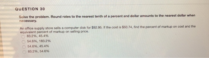 Solved QUESTION 30 Solve The Problem. Round Rates To The | Chegg.com