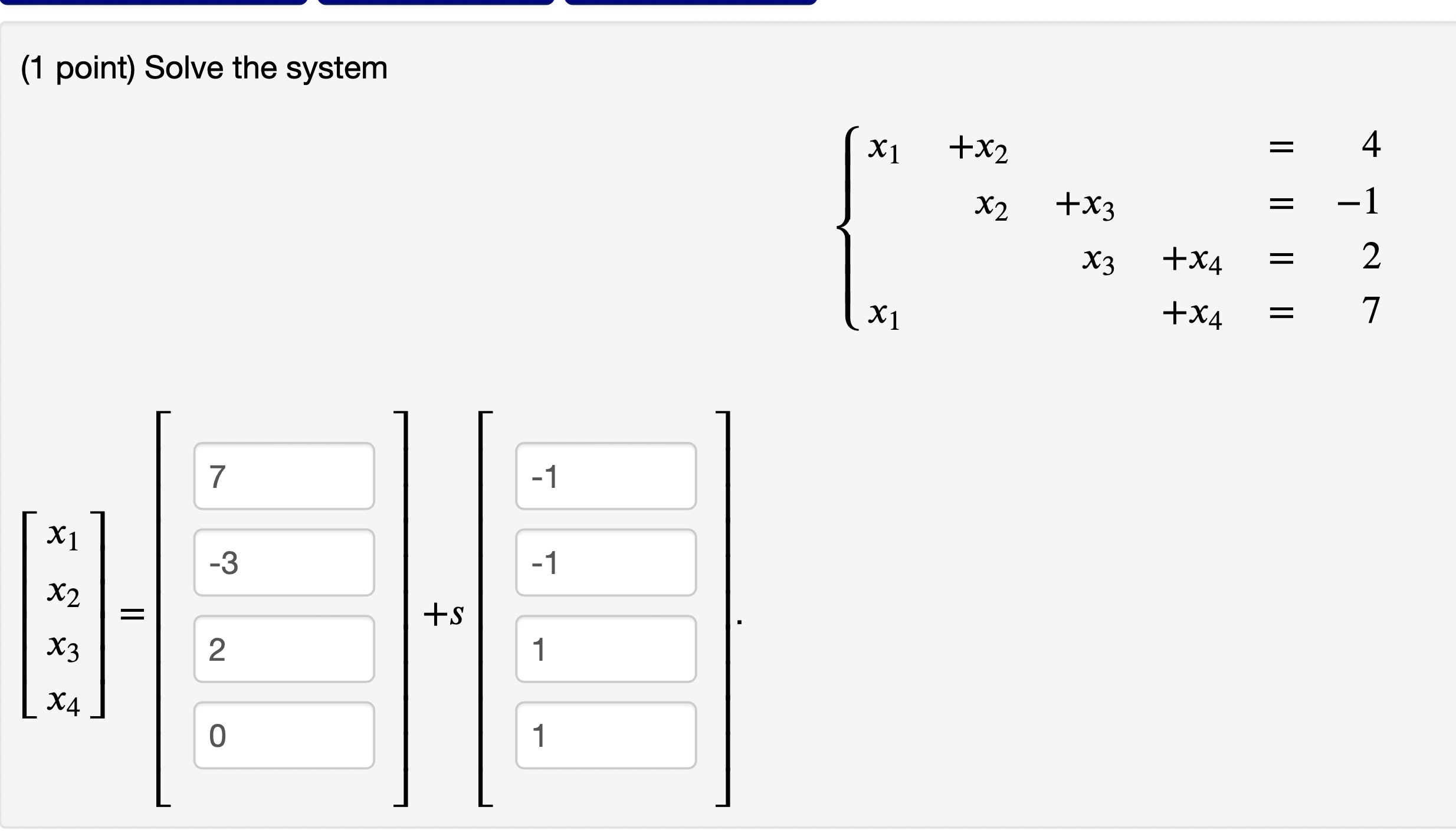 Solved 1 Point Solve The System