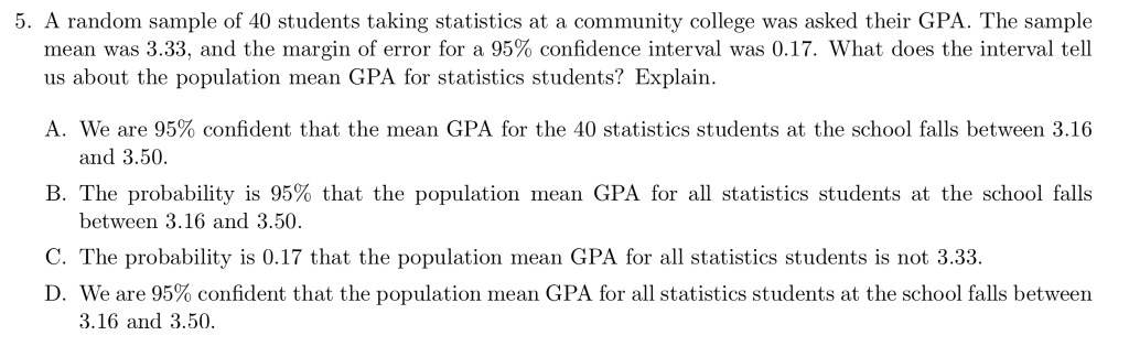 Solved 5. A random sample of 40 students taking statistics | Chegg.com