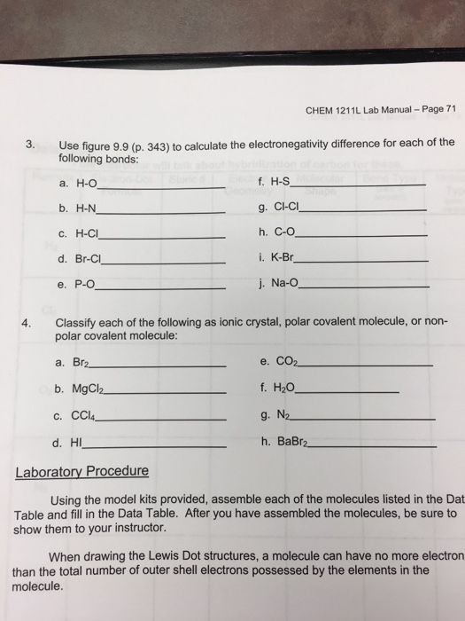 Solved CHEM 1211L Lab Manual Page 71 3. Use fligure 9.9 (p.