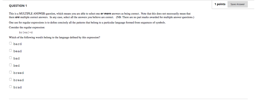 Solved 1 points Save Answer QUESTION 1 This is a MULTIPLE | Chegg.com