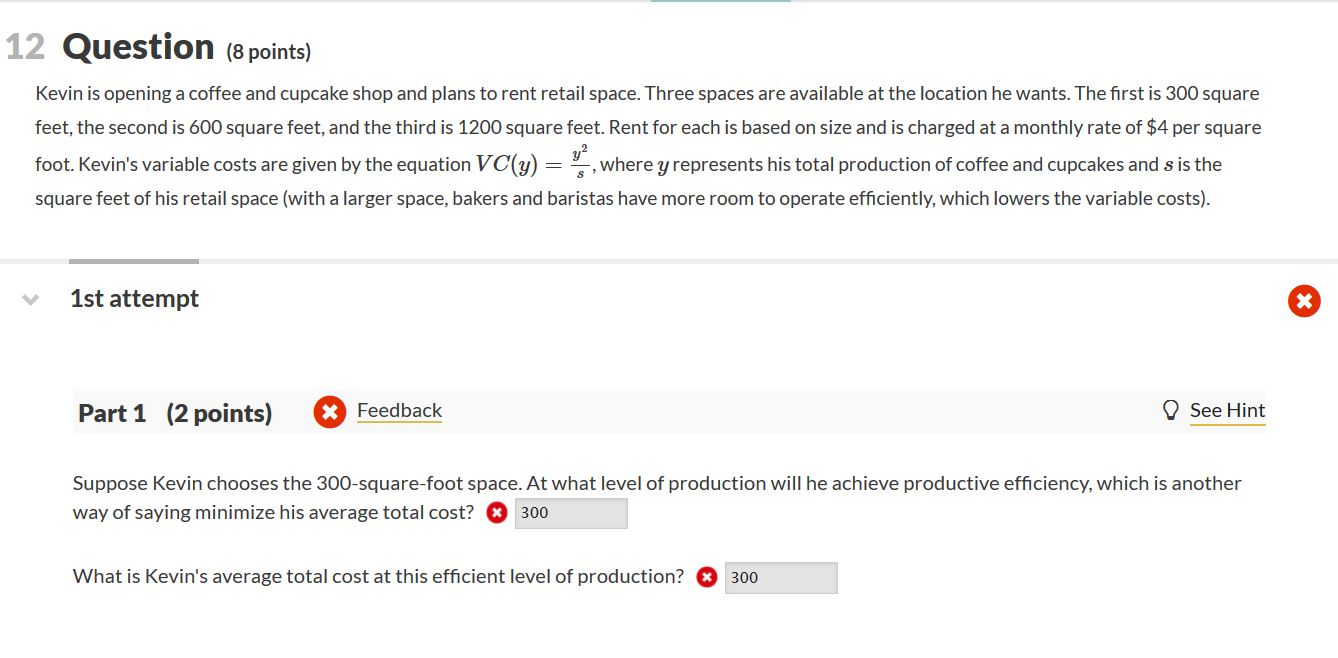 08 Question (1 point) 1st attempt Feedback See Hint A | Chegg.com