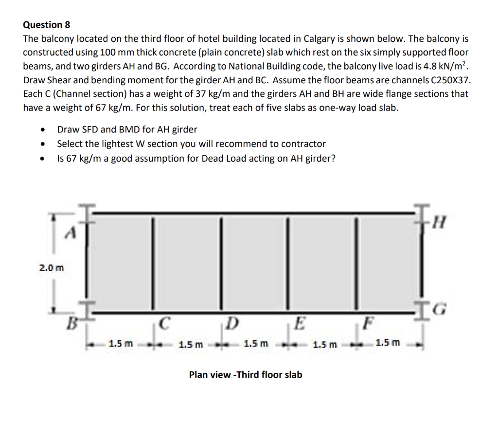 Solved Question 8 The balcony located on the third floor of | Chegg.com