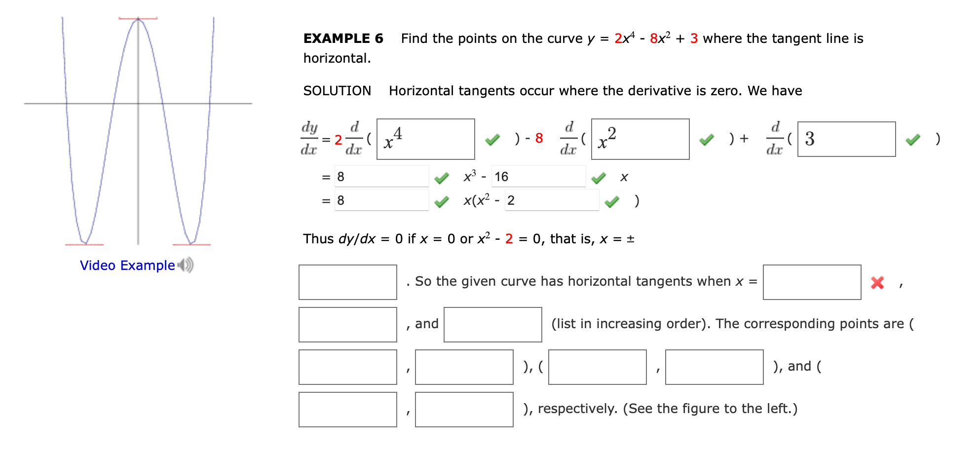 Solved EXAMPLE 6 Find the points on the curve y = 2x4 8x2