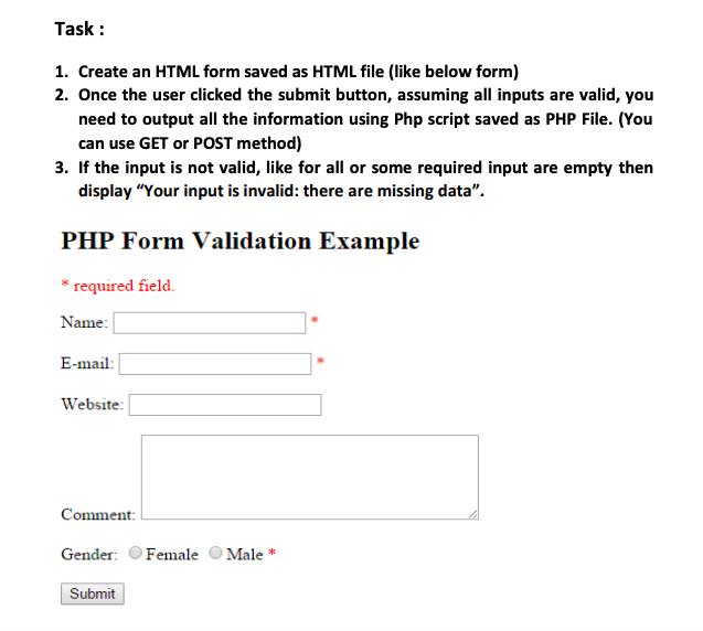 Solved 1. Create an HTML form saved as HTML file (like below | Chegg.com