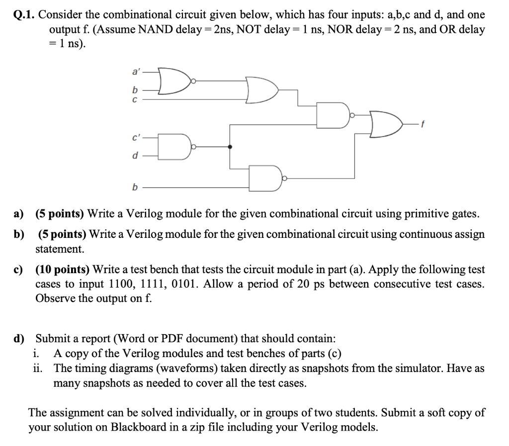 Solved Q.1. Consider The Combinational Circuit Given Below, | Chegg.com