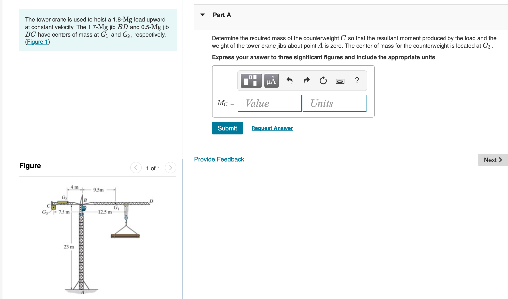 Solved The tower crane is used to hoist a 1.8-Mg load upward | Chegg.com