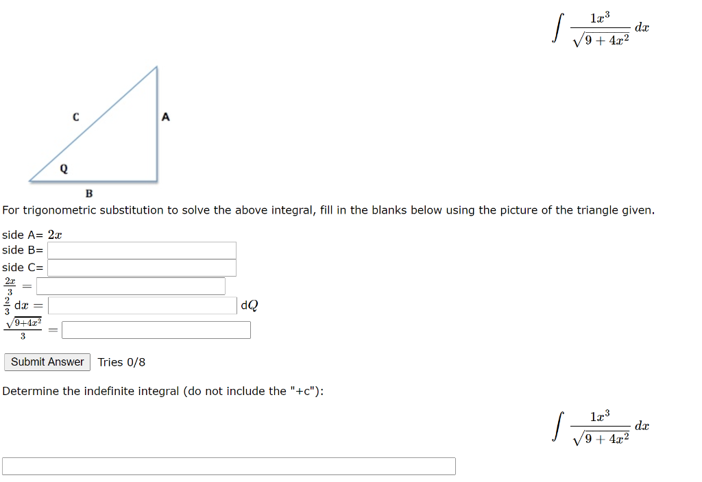 Solved For trigonometric substitution to solve the above | Chegg.com